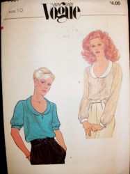 7951 SO EZ VOGUE SS-LS COLLAR CUFF PULLOVER BLOUSE PATTERN 10; 8 CHOICE